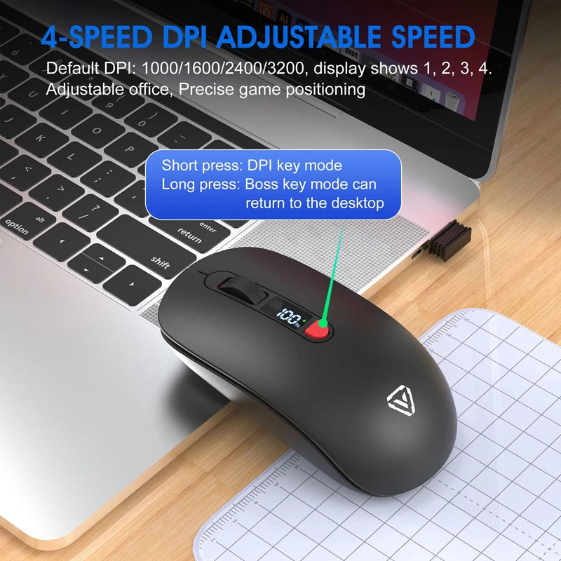 Wireless Mouse Bluetooth 2.4G With Smart Display Silent Portable Silent Click Mouse Rechargeable Office Computers Laptops 2026
