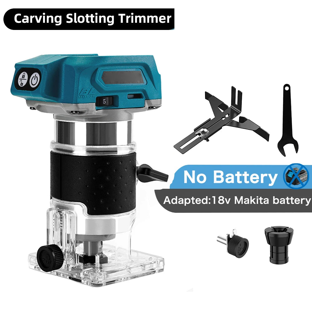 Brushless Wood Router Wood Trimmer Machine Electric Hand Trimmer Carpentry Tool Woodworking Trimming for Makita 18V Battery