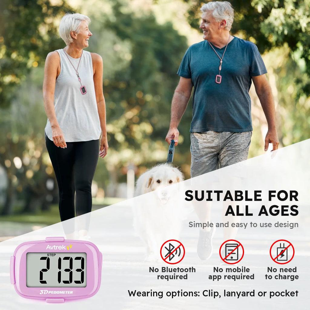 Avtrek Portable Mini Step Counter 3D Pedometer Digital Pocket Watch Clock for Outdoor Sport Fitness Running Walking Step Tracker