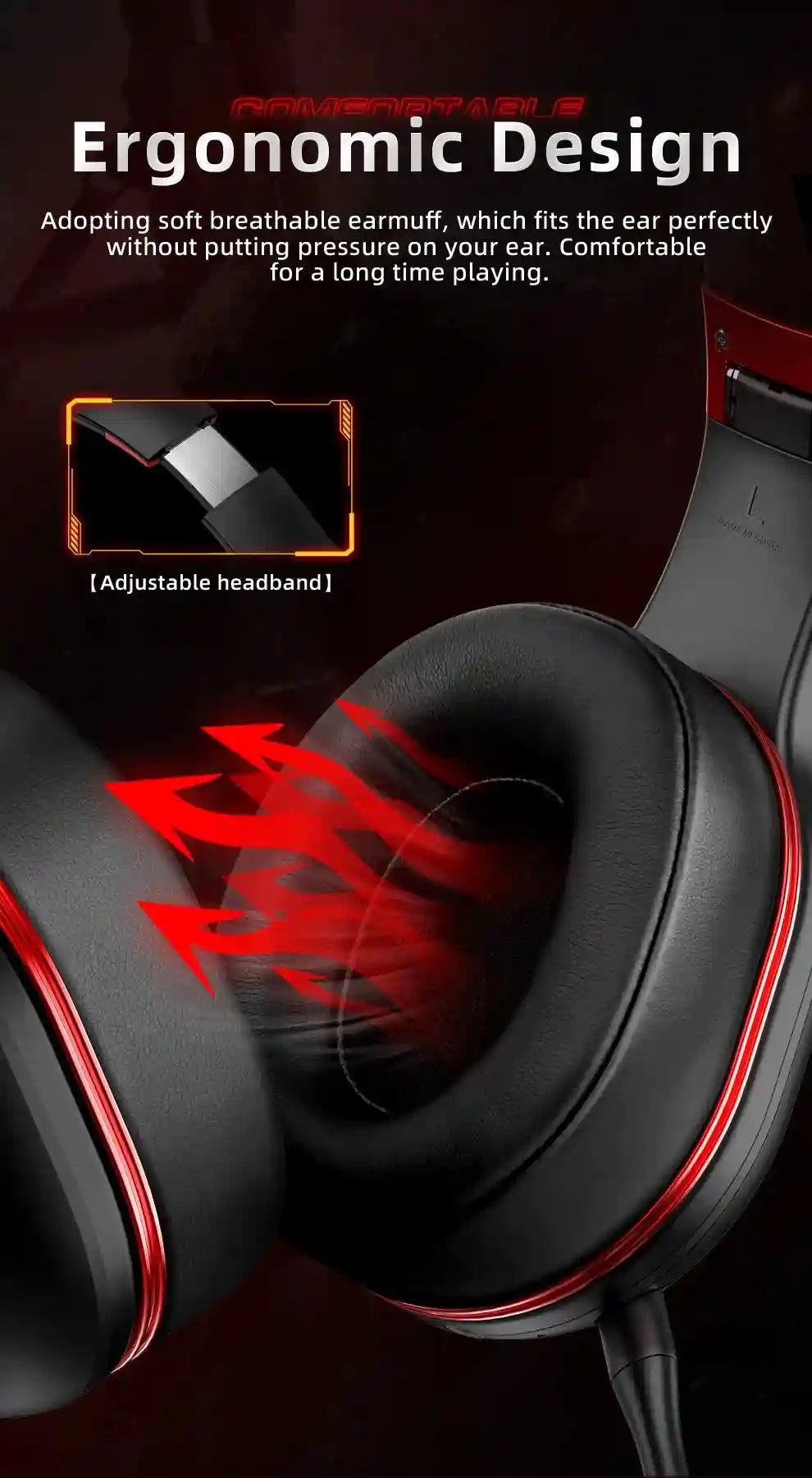 Wireless Gaming Headphones with Low Latency Audio and RGB Lights Tidesmit