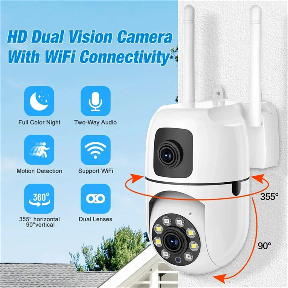 8MP WIFI Surveillance Camera Dual Lens Dual Screen 5MP IP Cameras Wireless Auto Tracking Color Night Vision 10X Zoom HD Camera