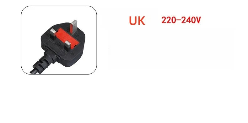 Black UK 3-pin power plug for hotel hair dryer, 220-240V compatibility for professional guesthouse styling tools.