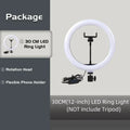 30cm white LED ring light with a flexible phone holder and rotating mounting head for photography and streaming.