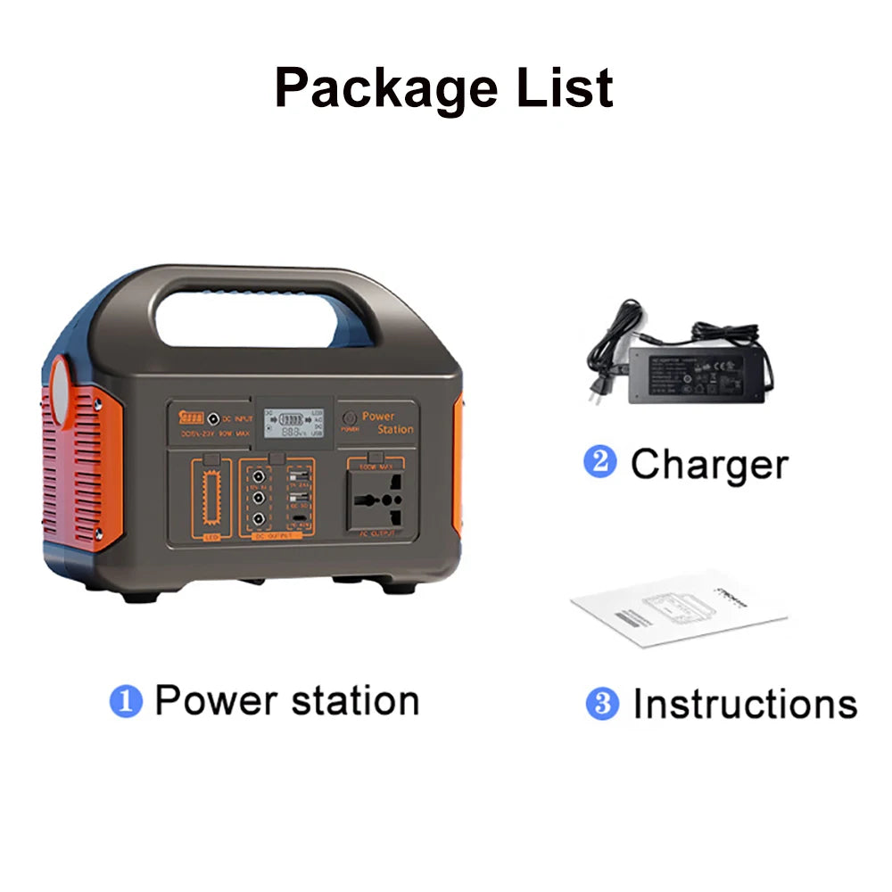 Gaiaray 300W 500W Portable Solar Generator 110V 460.8Wh LiFePO4 Battery  Power Station UPS Backup Power Bank  LED Light for Home Camping Outdoor Emergency Power