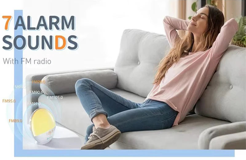 Smart Wake Up Light Alarm Clock Digital Desk Clock with Natural Sounds BT Speaker APP Control FM Radio Nightlight