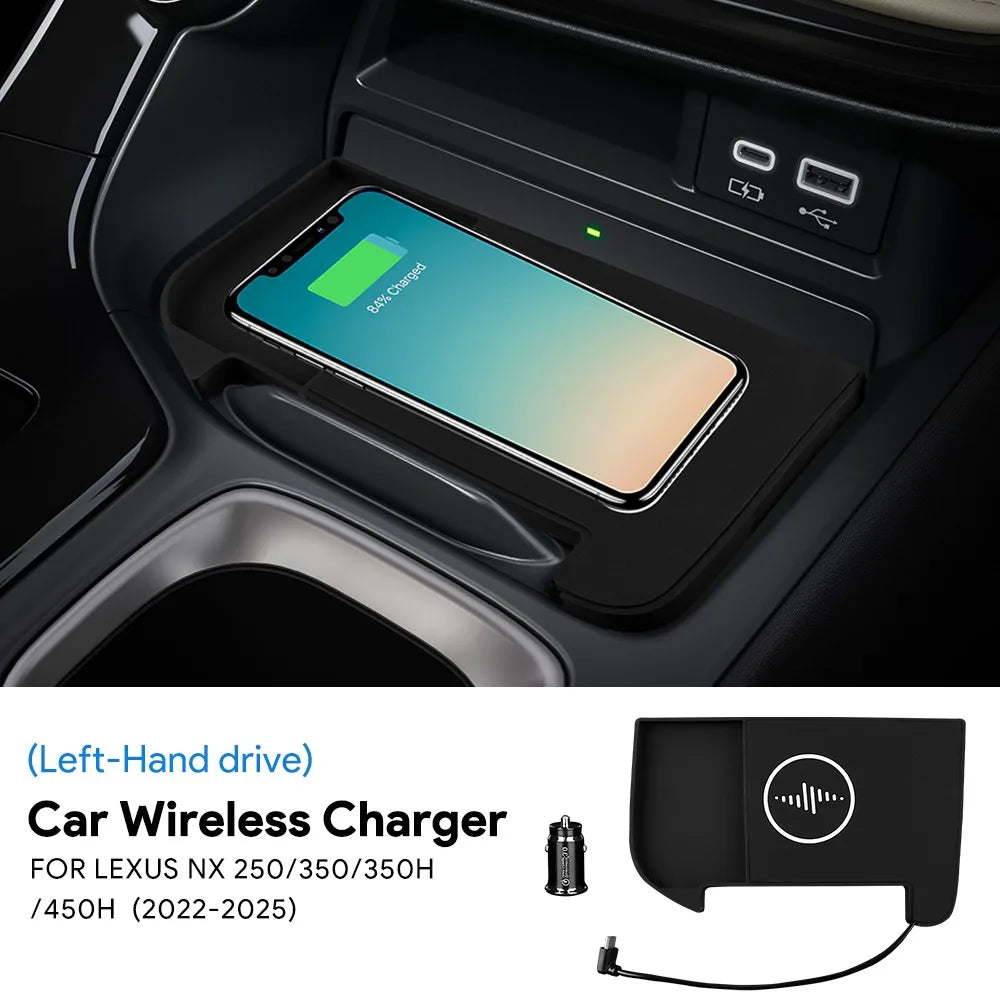 Wireless Charger Pad for Lexus NX 2022-2025 - Qi Certified Fast Charge Tidesmit
