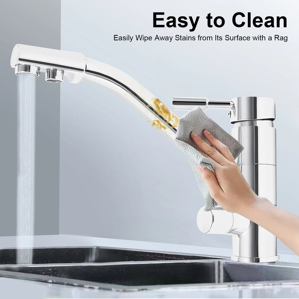 3 in 1 Water Filter Tap 360° Rotatable Three-Way Kitchen Faucet Hot and Cold Water Osmosis System Tap