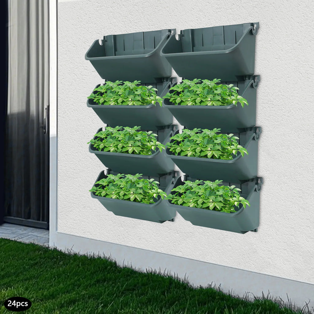 24PCS Vertical Garden Planter 3kg Wall Mounted Planter Wall Hanging Flower Pot Decor for Gardens Terraces Balconies