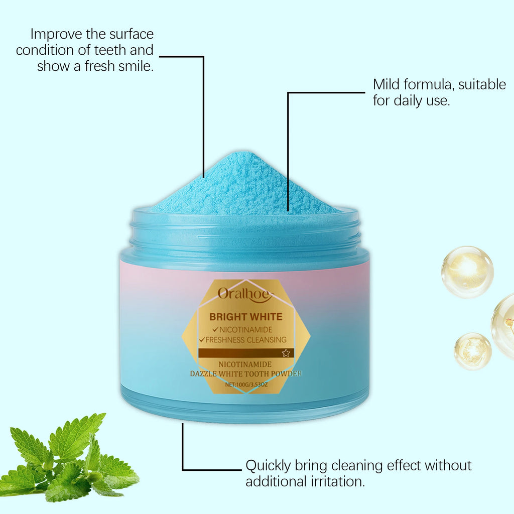 Tidesmit Niacinamide teeth whitening powder for plaque removal and stain repair with fresh breath