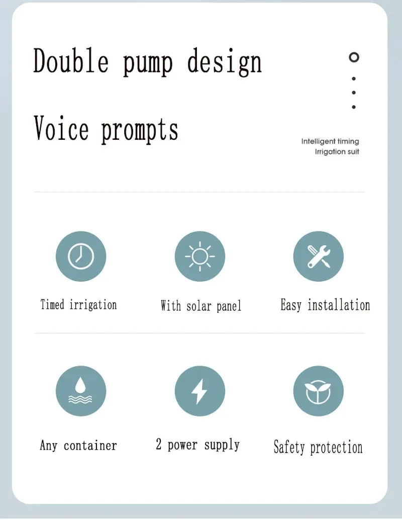 Garden Drip Irrigation Device Double Pump Controller Timer System, Solar Energy Intelligent Automatic Watering Device for Plants