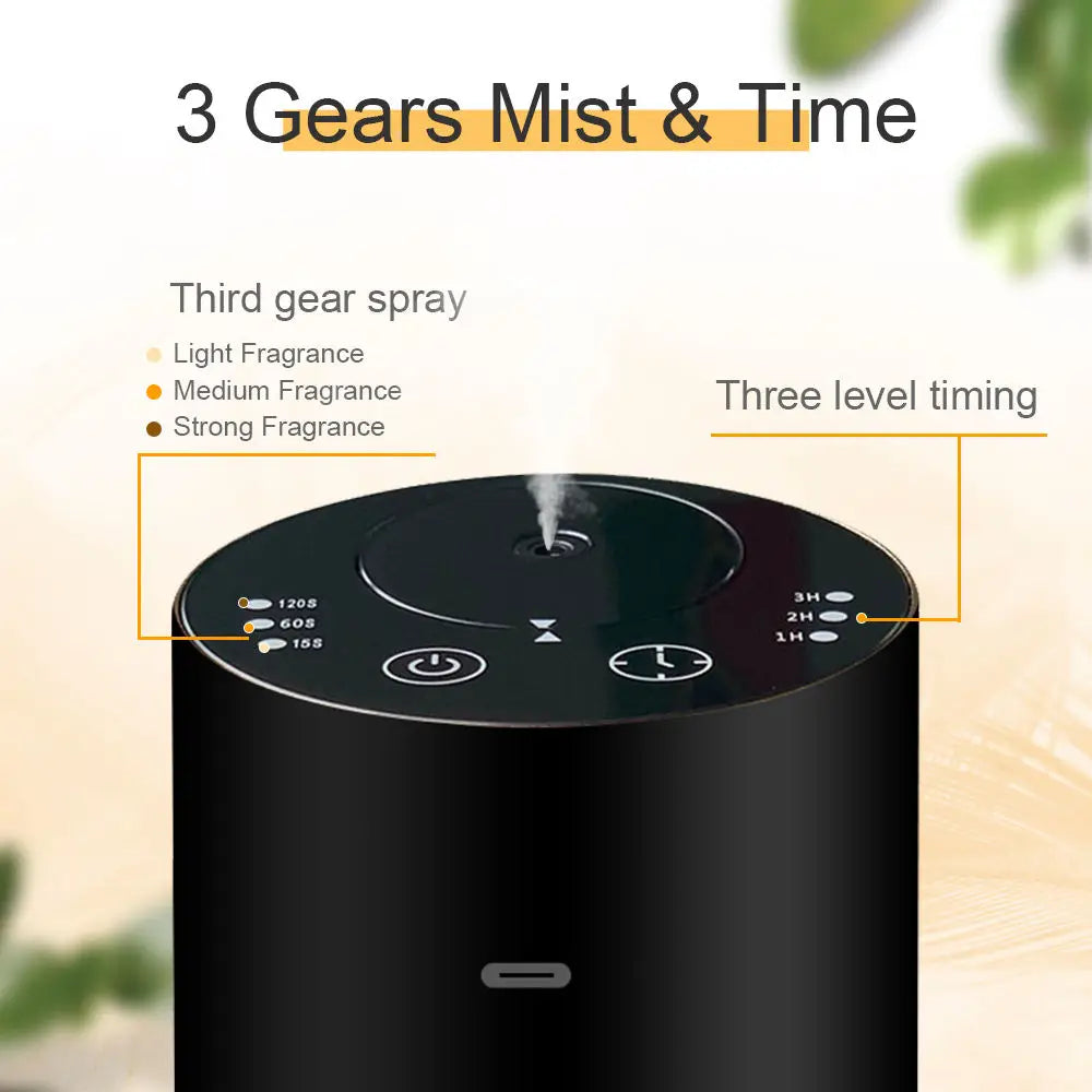Aluminum Waterless Car Aroma Diffuser 2000mAh Portable Smart Essential Oil Scent Machine Wireless Nebulizer for Auto Home Office