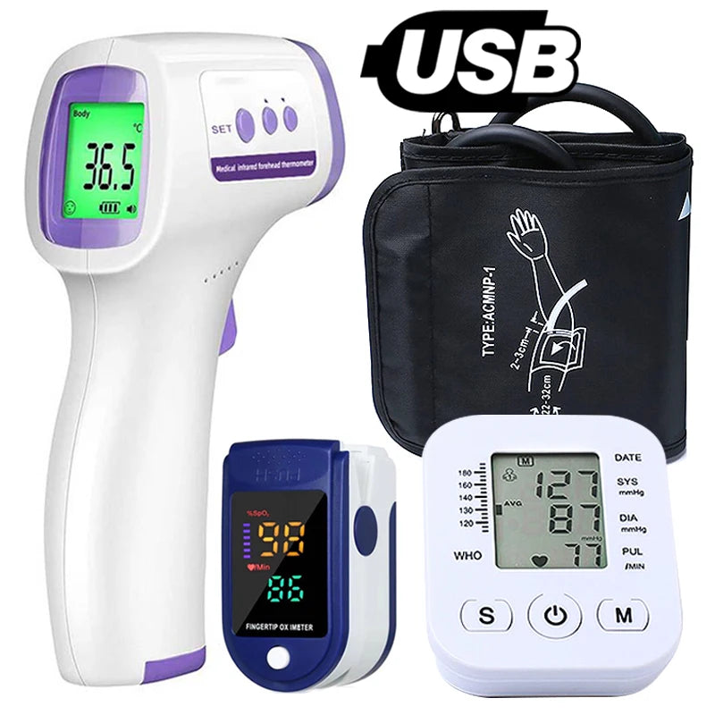 Digital Arm Blood Pressure Meter Cuff Medical Automatic Pressure Tonometer Tensiometer Heart Rate Pulse Meter BP Monitor Healthy