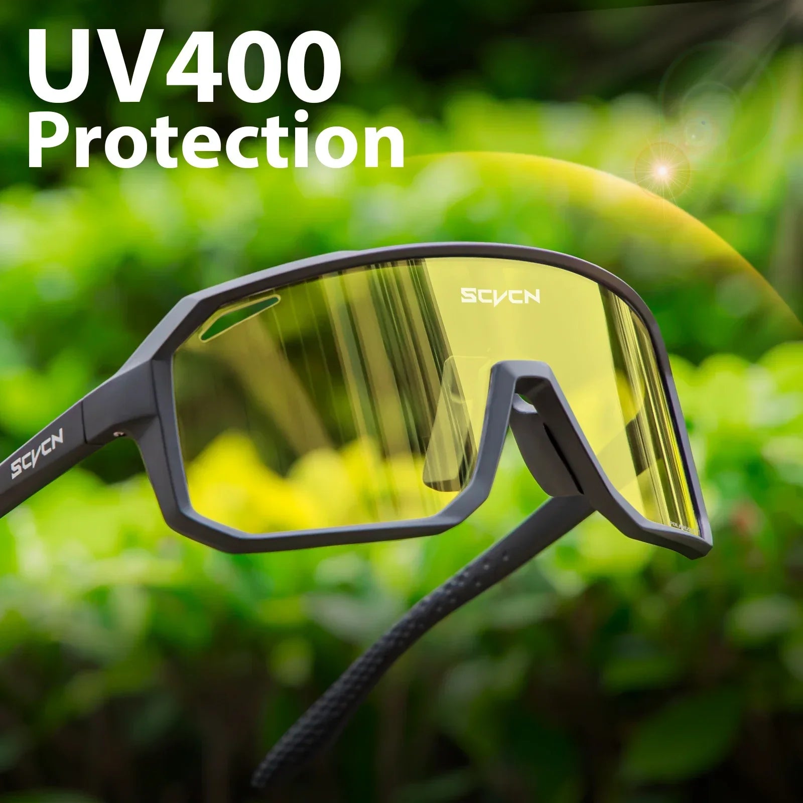 SCVCN New Yellow Polarized Night Cycling Sunglasses Bike MTB Motorcycle Glasses Outdoor Sports Fishing UV400 Glasses Men Women