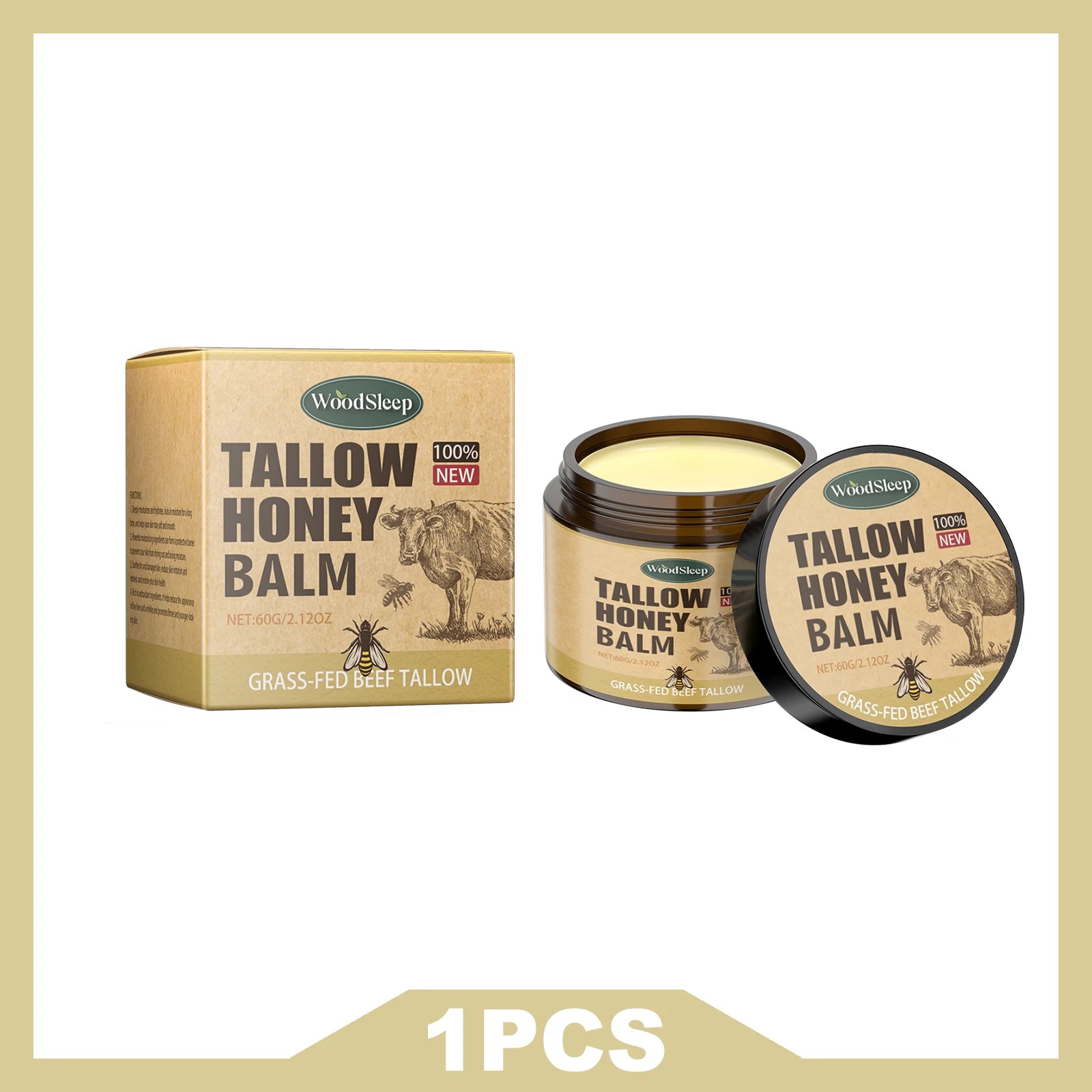 WOODSLEEP Tallow Honey Balm Powerful Moisturizing Keep Skin Moist Smooth Relieve Dryness Easy To Absorb