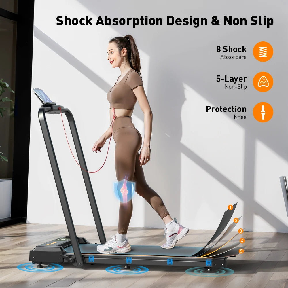 Formill FT51/FT50/FT52 Treadmill 2 In 1 Walking Running Treadmill 0.75-2.5HP Foldable Under Desk Treadmill38*95cm Running Area With Armrest LED Display Oil Drip Hole Indoor Home Gym Exercise Machine