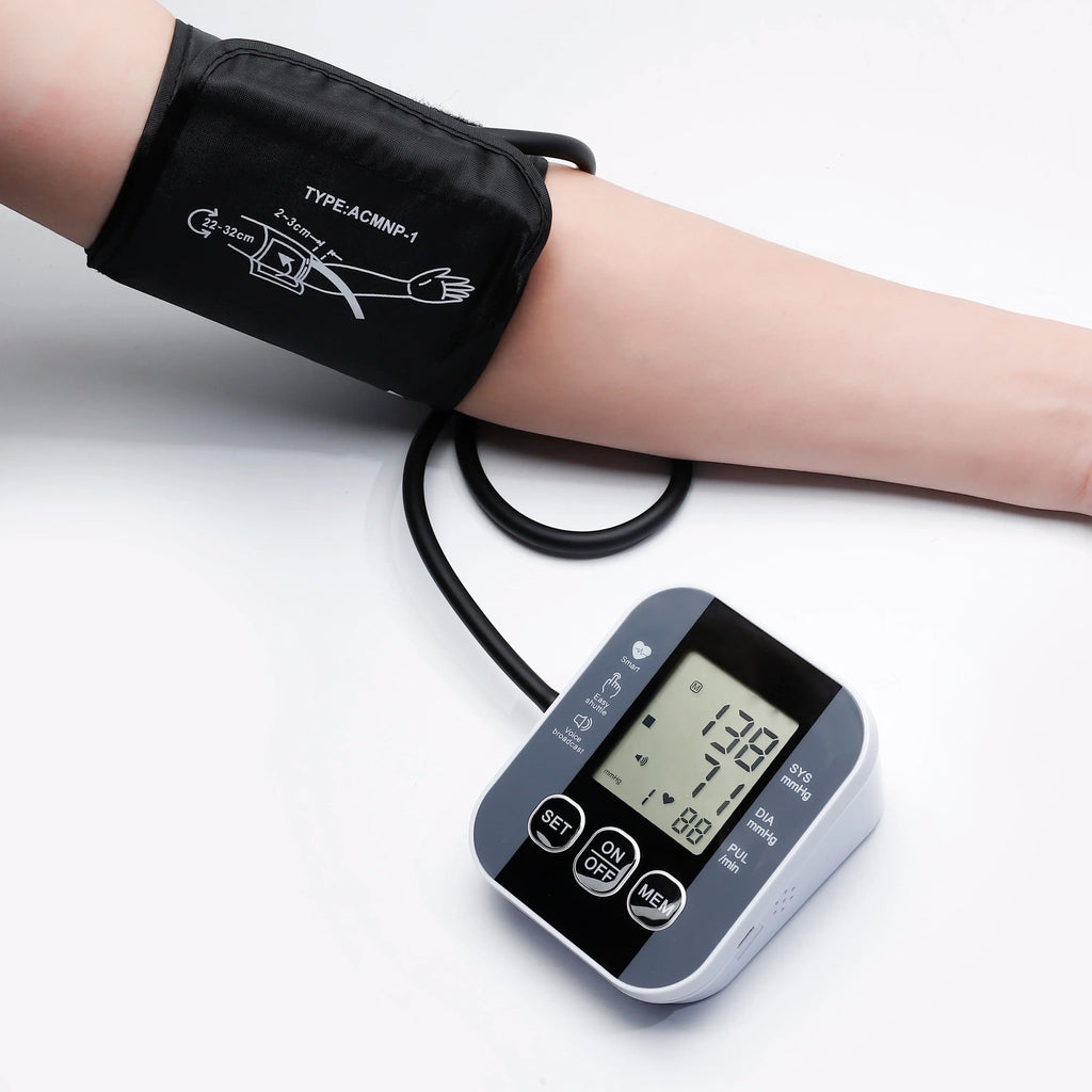 Medical Arm Blood Pressure Meter Tensiometers Tonometer Cuff Fever Thermometer Oximeter Heart Rate 3 IN 1 Set