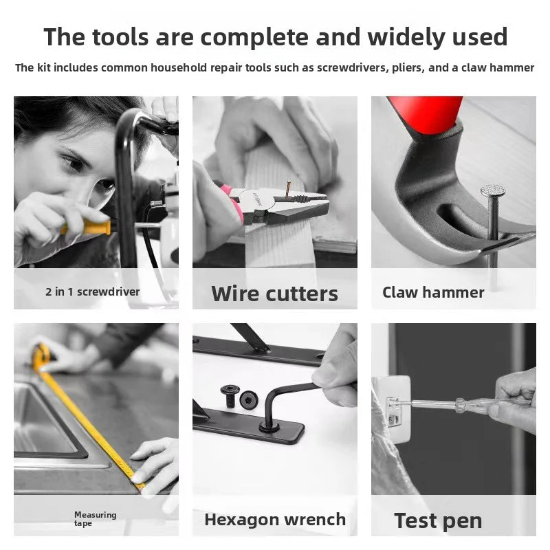 For DIY Use Pink Household Tool Kit Manual Repair Tools Set Multi-Function Home Electrical Maintenance Hand Tools
