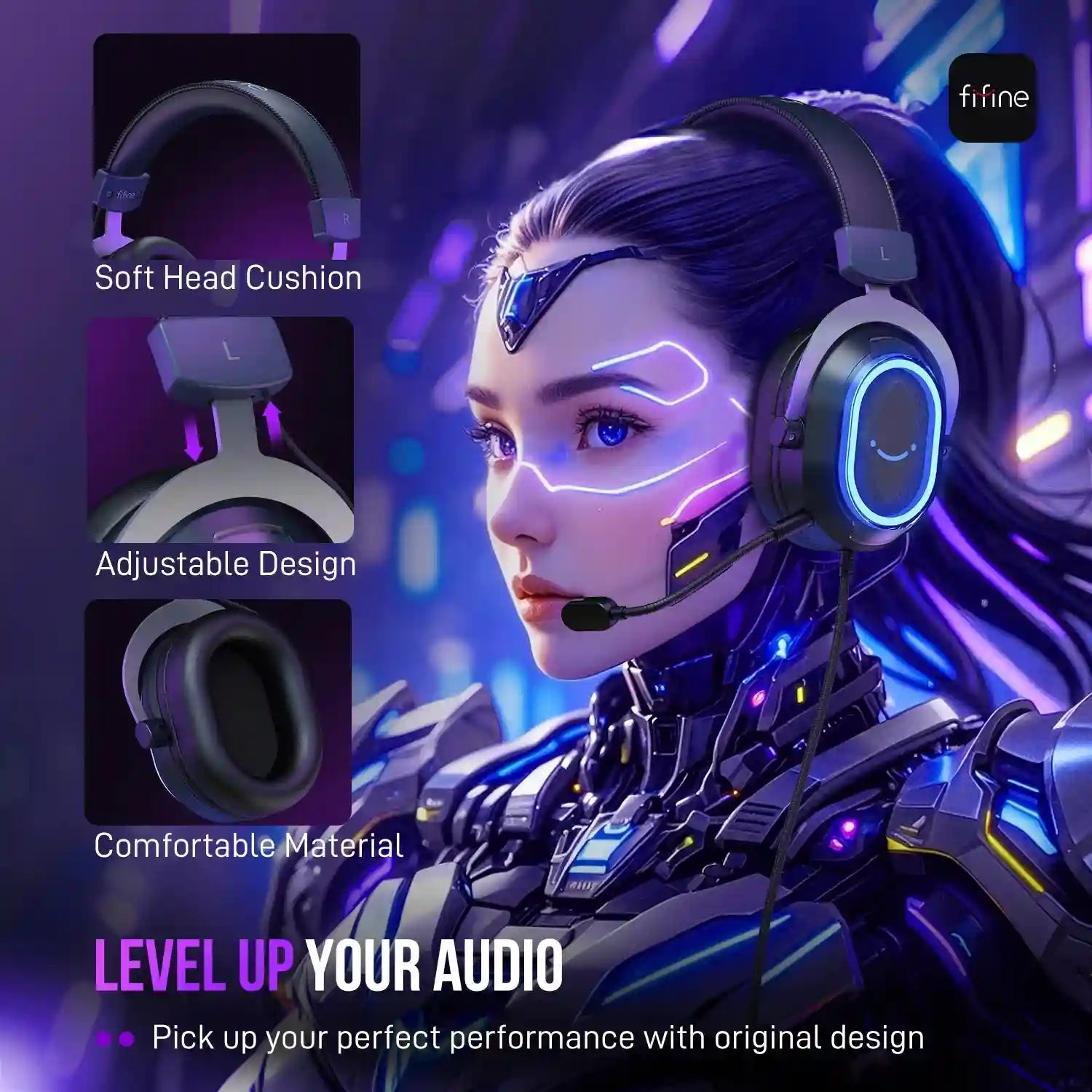 RGB Gaming Headset with 7.1 Surround Sound and Detachable Microphone (H13) Tidesmit