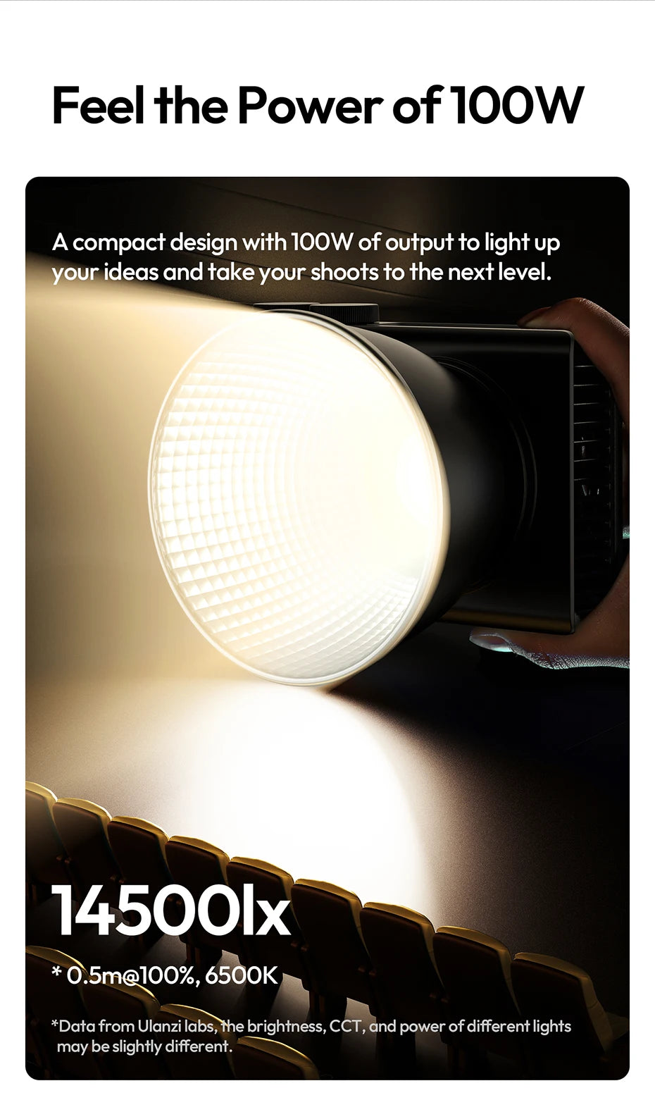 100W Portable COB LED Video Light - Adjustable Bi-Color Bowens Mount Tidesmit