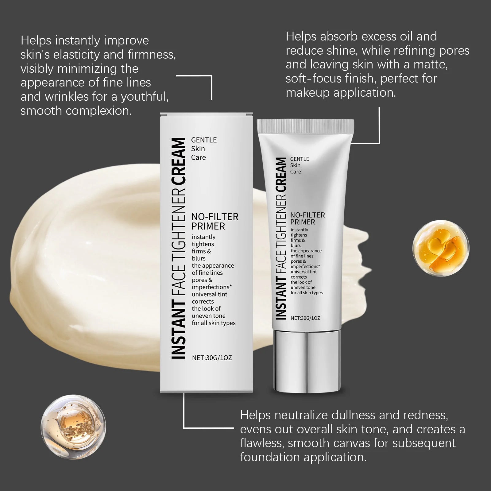 Tidesmit firming and hydrating face primer texture close-up for smoothing fine lines and color correcting dullness