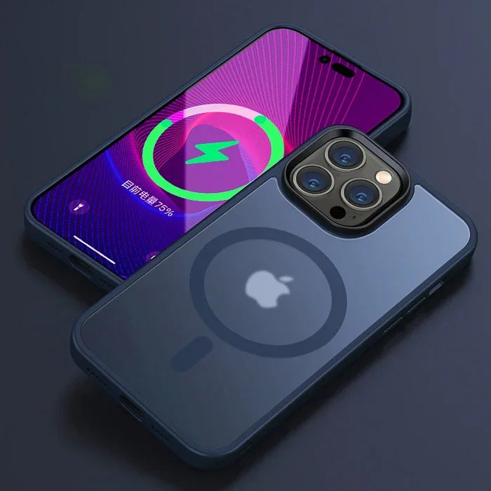 Magnetic iPhone Case with Wireless Charging & Military-Grade Drop Protection Dark Blue Tidesmit