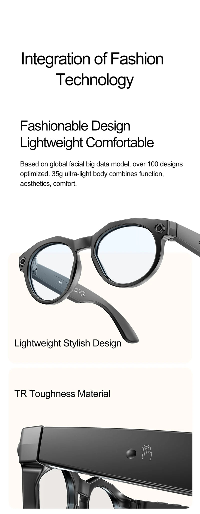 Tidesmit AI Smart Glasses: 8K Camera & Bluetooth Audio VR Headset Tidesmit