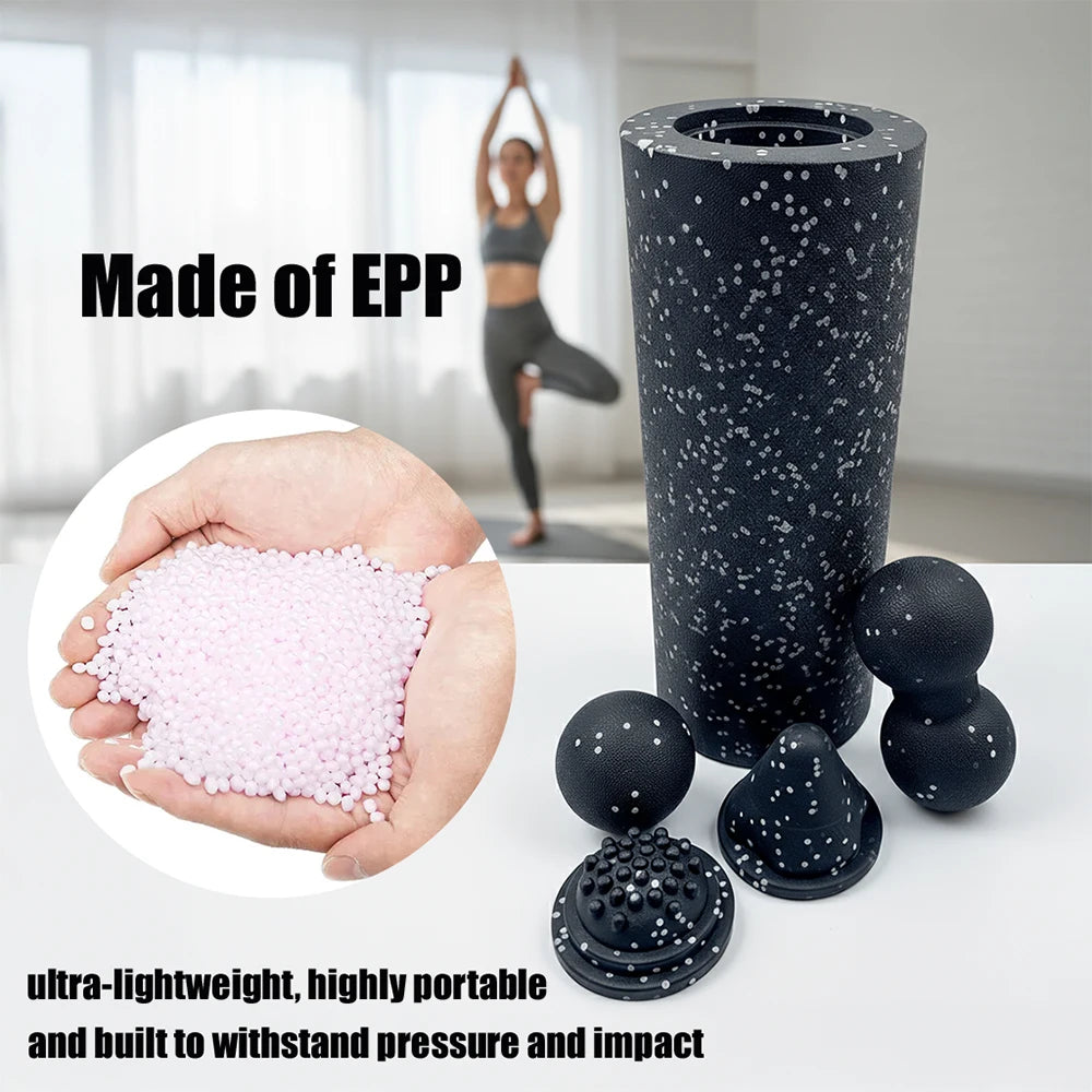 Vibrating Foam Roller Set: 5-in-1 Deep Tissue Muscle Recovery Kit Back Massage Instrument Tidesmit