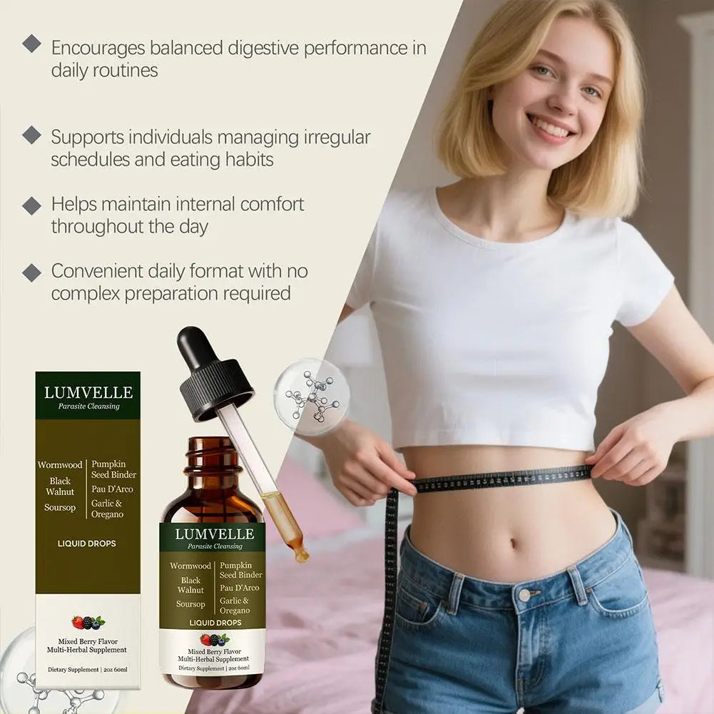 Lumvelle Wild Harvested Wormwood Liquid Drops with 7 Plant Ingredients Gut Cleaning Support & Digestive Balance Daily Wellness