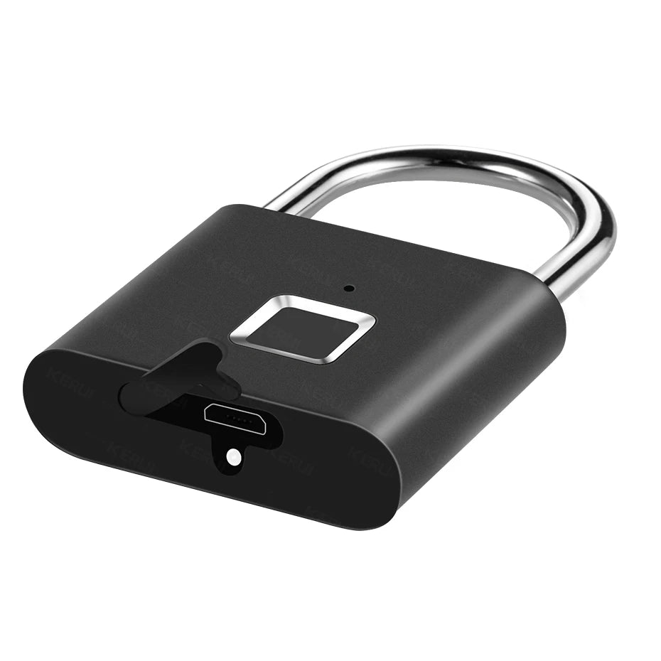 KERUI Fingerprint Lock Keyless USB Charging Smart Padlock Anti-theft Zinc Waterproof Door Lock 0.2sec Unlock Portable Door Lock