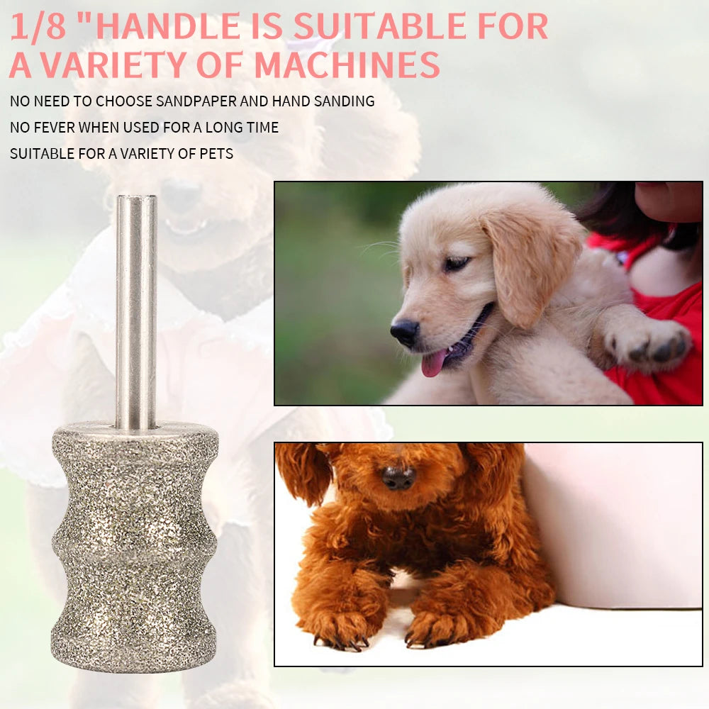 2-pack electric dog nail grinder replacement heads with 1/8" handle for safe, smooth pet paw grooming.