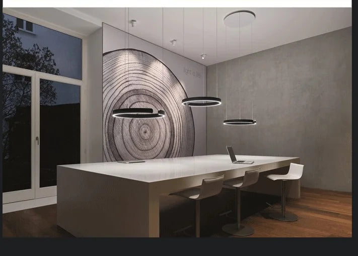 Modern LED Ring Ceiling Chandelier 60cm Black - Minimalist Decor Tidesmit