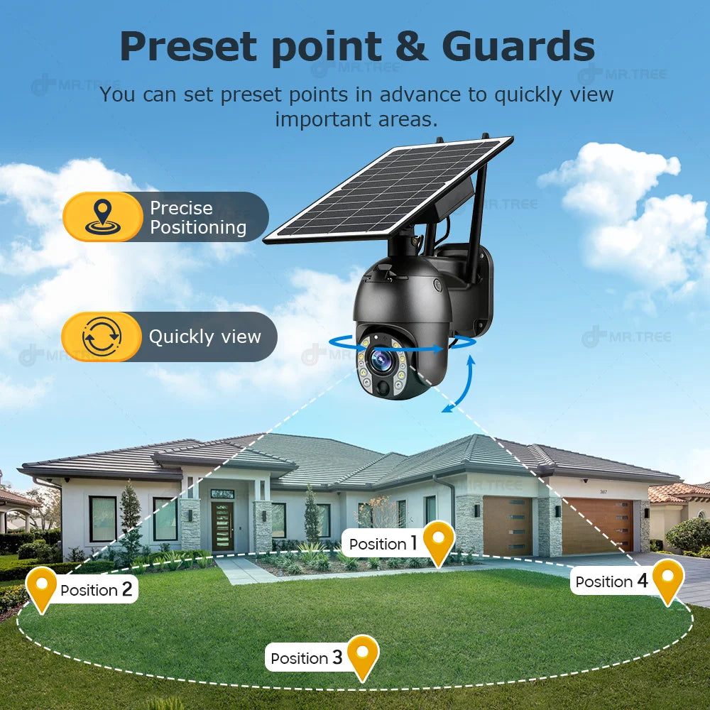 50X Optical Zoom Solar Camera Replaceable Battery 4G SIM/Wifi Home Outdoor Security PTZ Motion Detection/Track Surveillance Cam