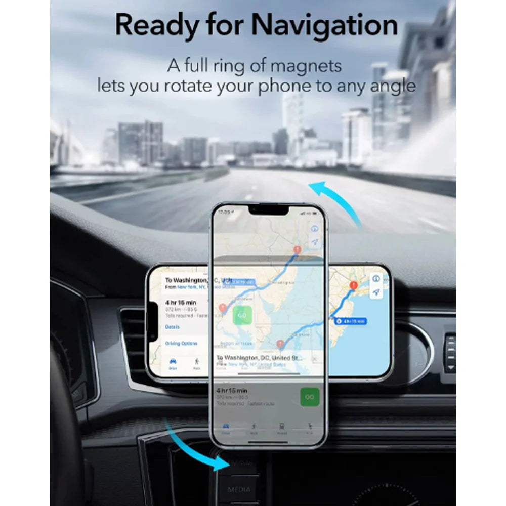 Magnetic Wireless Car Charger for iPhone 12-17 | Qi Certified Fast Charge Tidesmit
