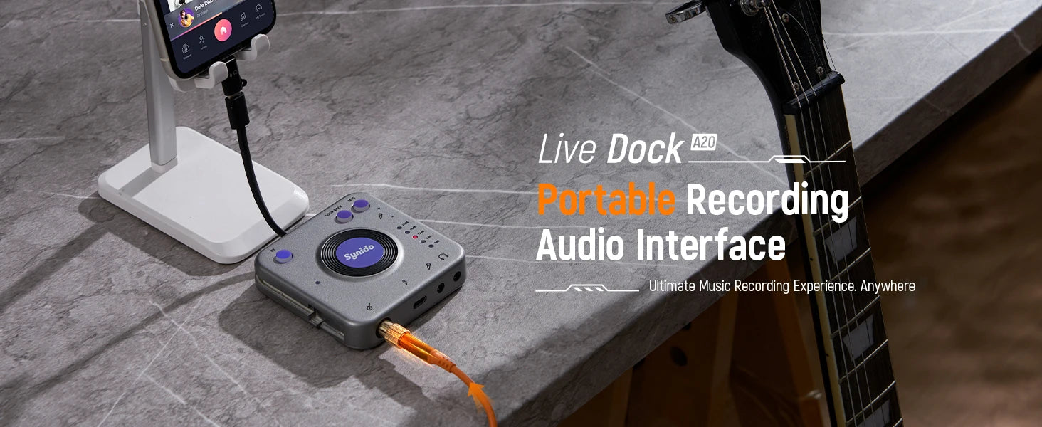 A20 Audio Interface for Live Streaming | Portable Wireless Recording Dock Tidesmit
