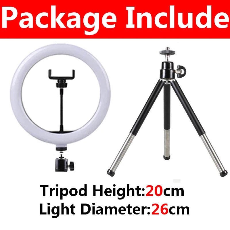 10-Inch LED Ring Light with Tripod – Adjustable Content Creation Lighting B-26cm Tidesmit