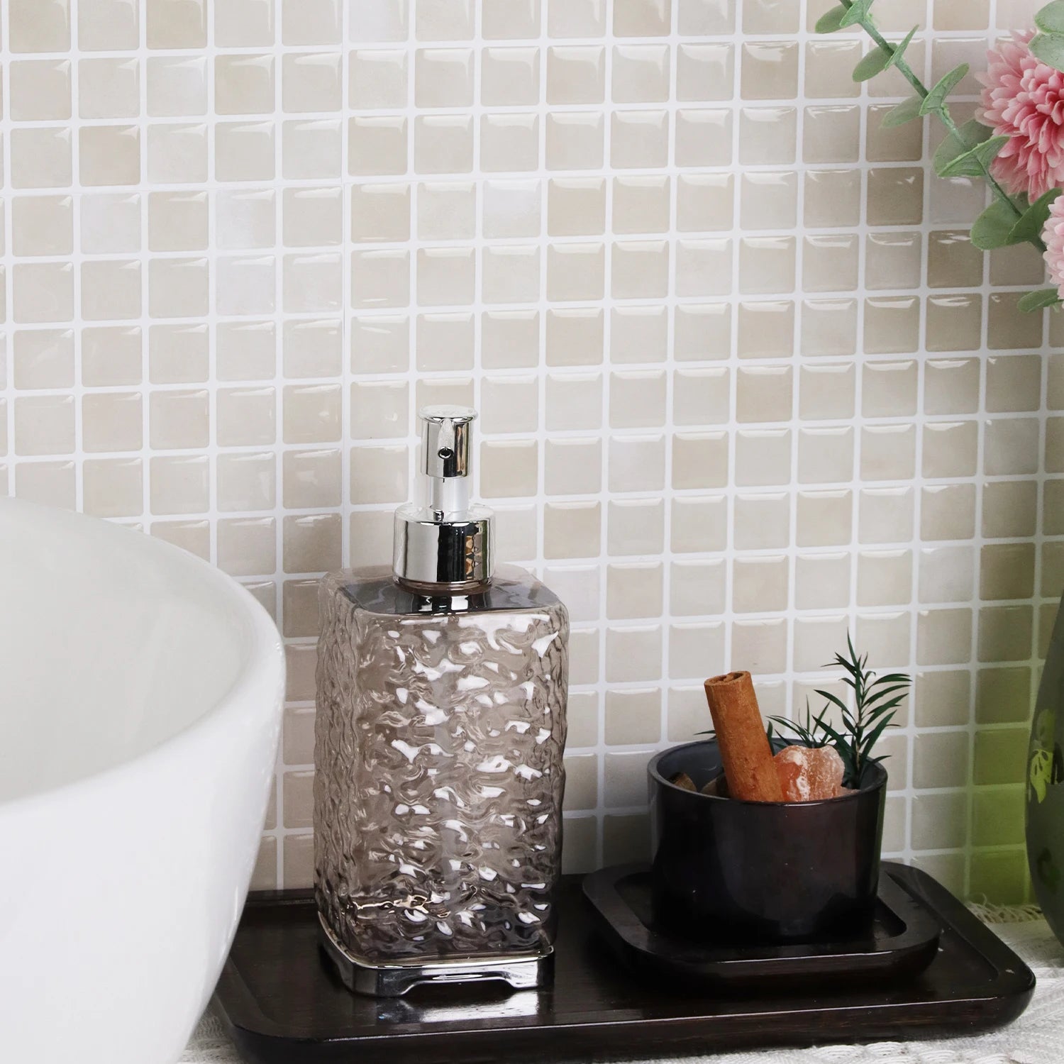 1/5pcs Brick Wall Tile Sticker Self-Adhesive Waterproof Mosaic Vinyl Wallpaper Ceramic Tile Decals Kitchen & Bathroom Decoration