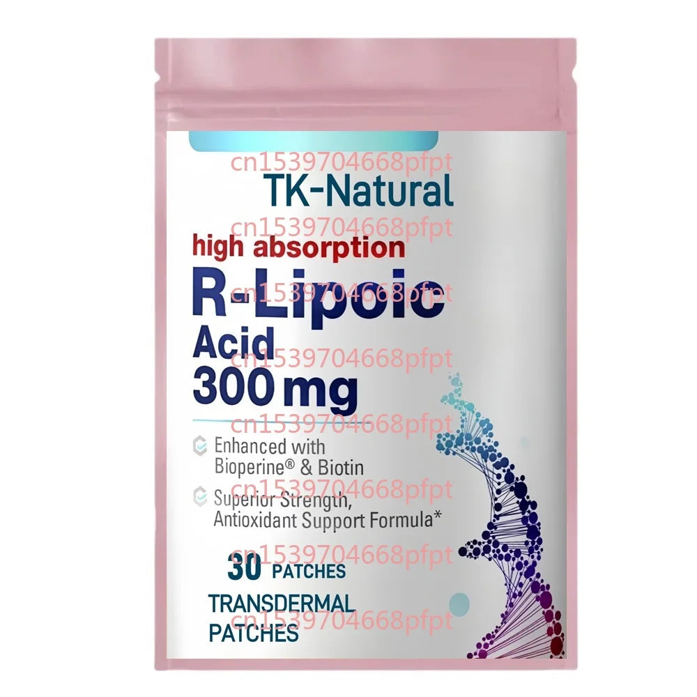 Tidesmit R-Lipoic Acid 300mg Biotin Transdermal Patches for Energy and Antioxidant Support, 30 Count.