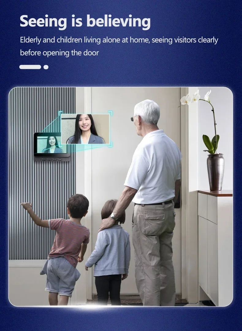 Wireless Wifi Doorbell Camera 1080P Video Intercom Doorbell Waterproof 4.3in IPS Screen Home Security Door Bell IR Night Vision