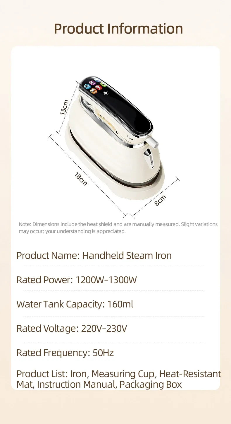 Portable Handheld Steam Iron with LED Display 1200W 220V EU Plug