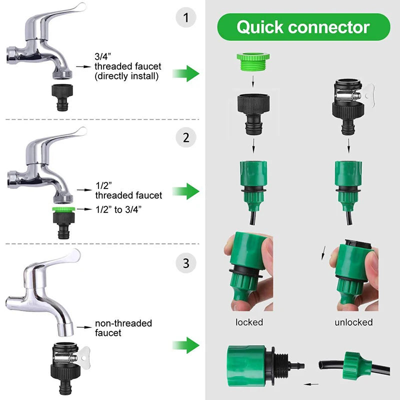30M Garden Hose Set Adjustable Nozzle & Micro Drip Irrigation Automatic Watering System for Flowers DIY Portable Garden Supplies