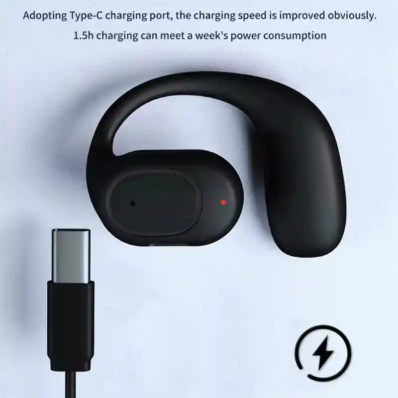 Wireless Single Earbud with Earhook - Bluetooth 5.3 Black - Tidesmit Tidesmit