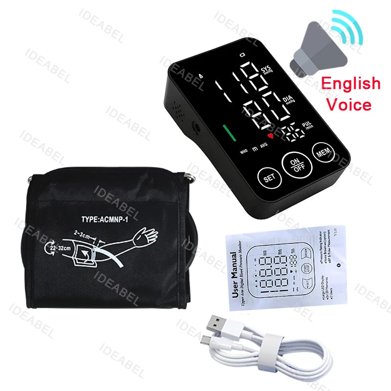 Sphygmomanometer BP Monitor Health Care New LED Blood Pressure Monitor Big Screen Broadcast Tonometer Digital Arm Tonometer
