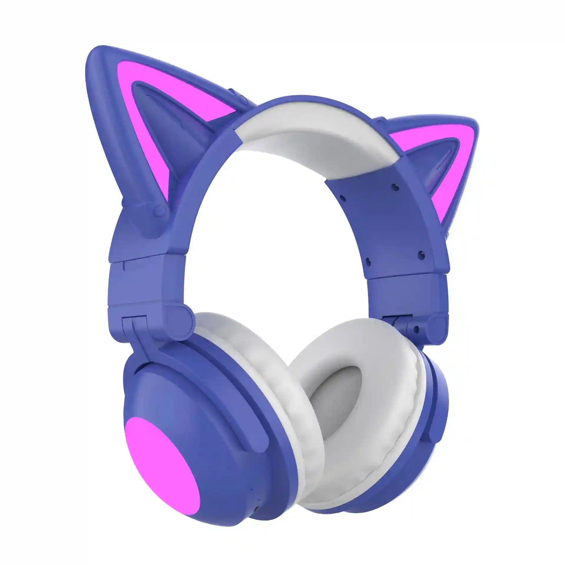 Wireless Cat Ear Headphones with RGB LED - Low Latency Audio Purple Tidesmit