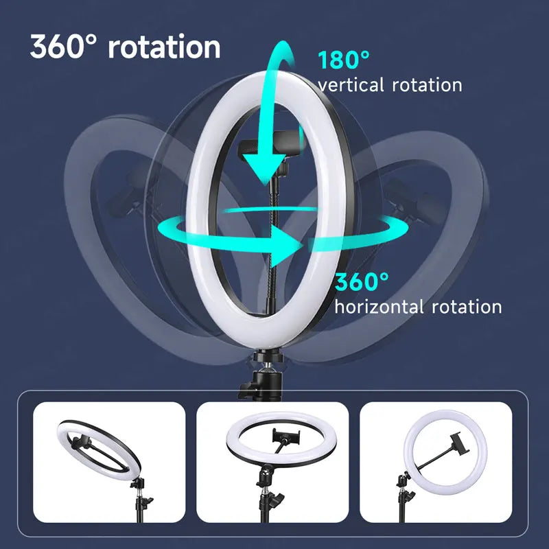 26cm RGB LED Ring Light with Phone Holder and Remote Control Tidesmit