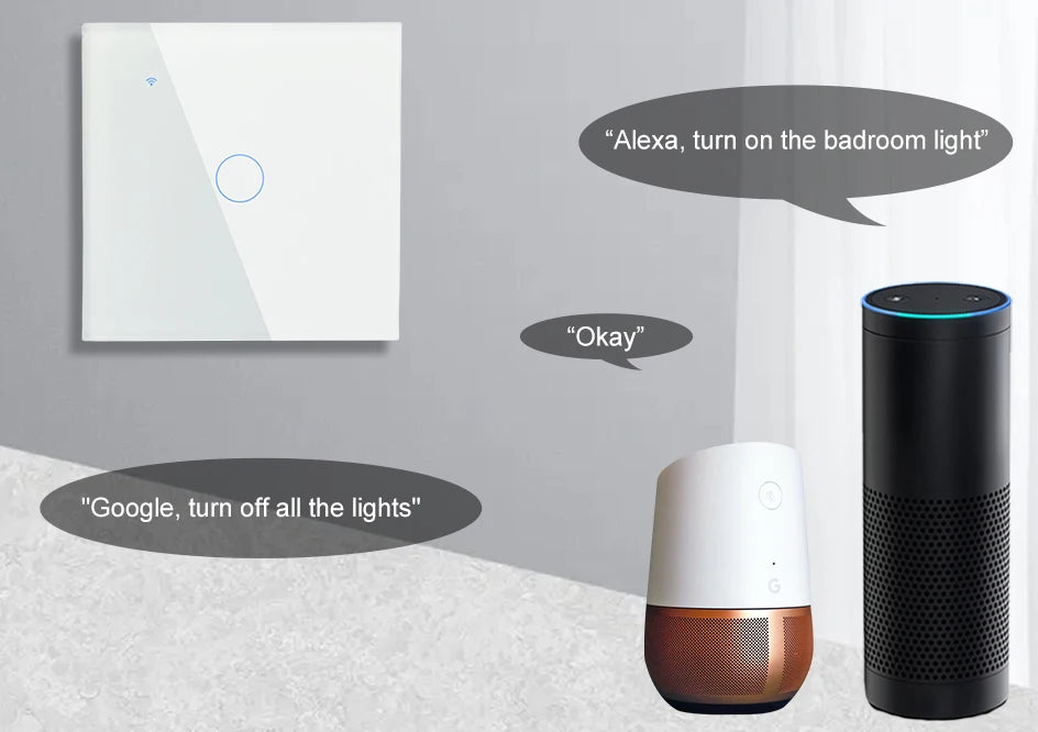 ZigBee 1 2 3 4 Gang with No Neutral Smart Touch Light Switch EU Europe UK Wall Button Tuya Power 2 3 Way Alexa Smart Home Voice