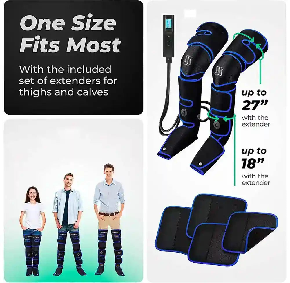 Leg Air Compression Massager With Heat - Portable Relaxation Therapy Relaxation Treatment Tidesmit