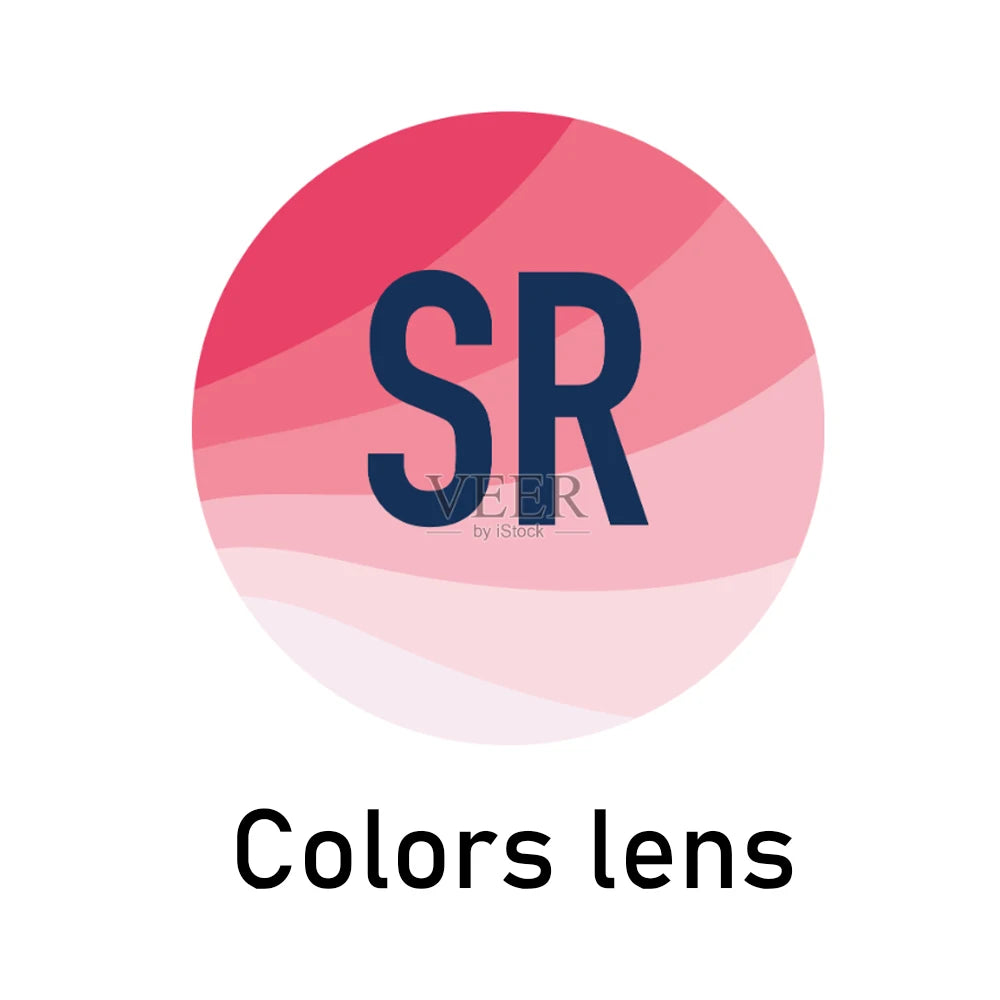 Pink circular gobo graphic with “SR” text, color lens option