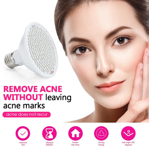 Round LED red light therapy device for acne treatment and skin wellness.