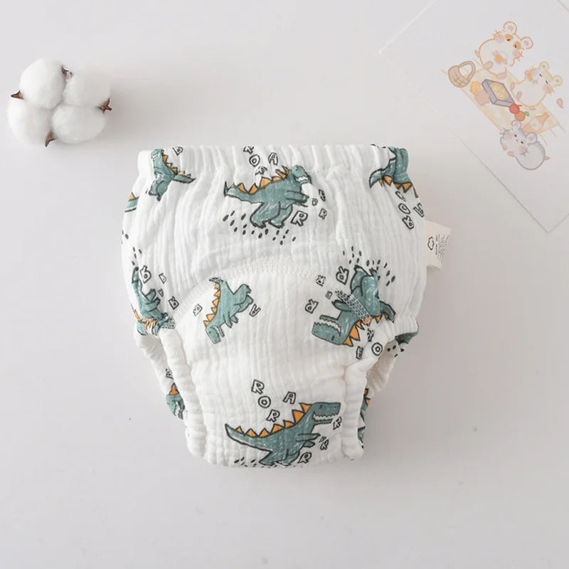 Baby care cotton dinosaur print cloth training diaper for toddlers.