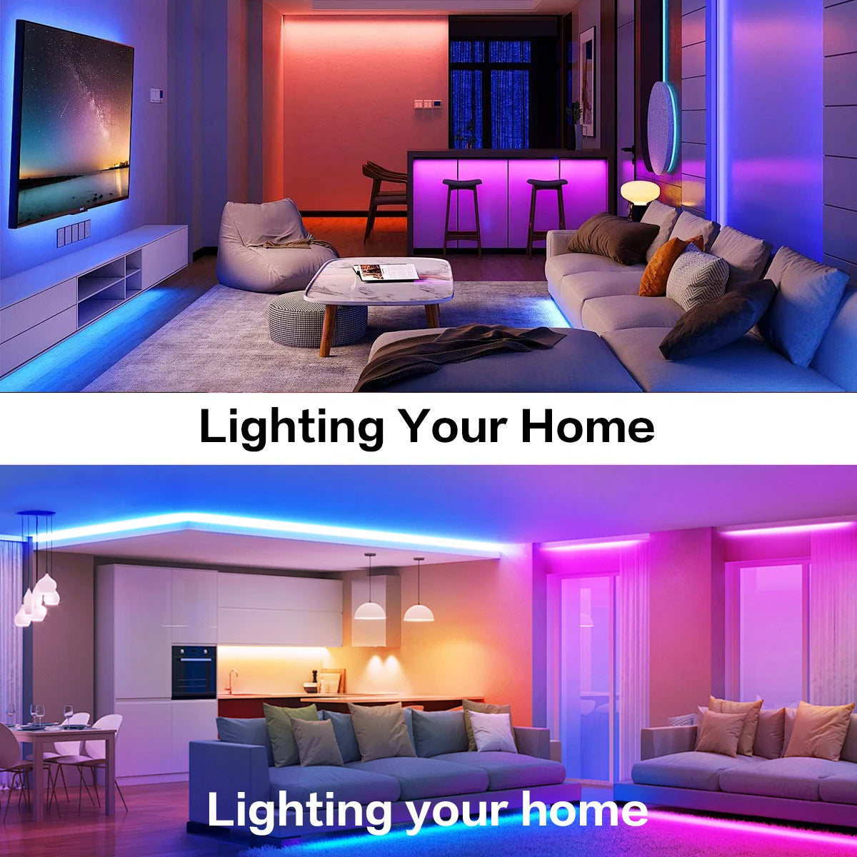 RGB LED Strip Lights, 5V USB Powered LED Tape,  24 Key Remote & APP Control, Music Sync Flexible Ambient Lighting for DIY Living Room, Bedroom,TV Backlight, Game Lighting,Party, Decorative String Lights